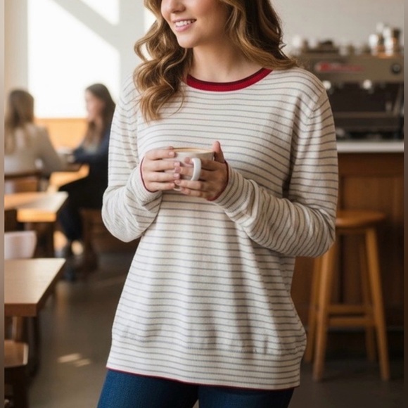 G/FORE Sweaters - G/FORE Wool Crew Neck Striped Sweater - M - Neutral Stripe